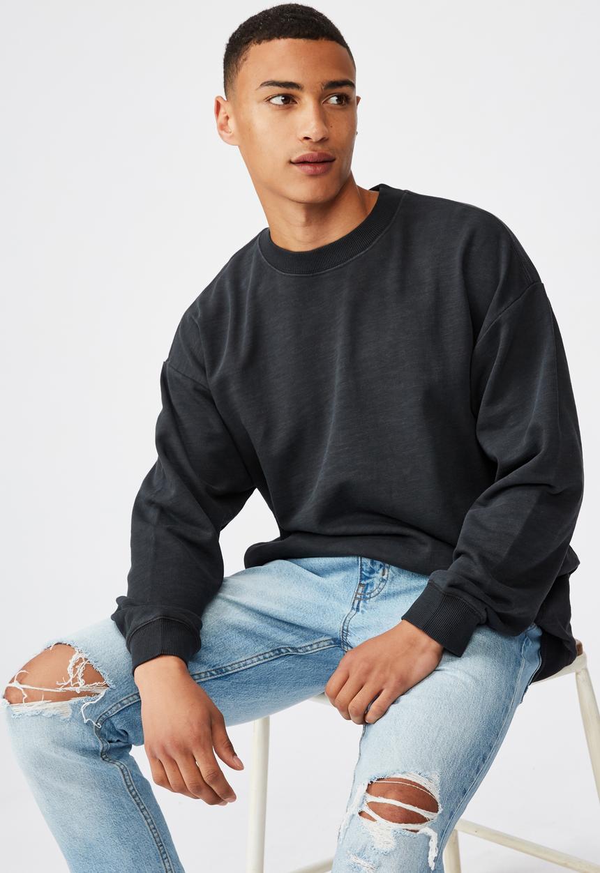 Cotton On - Pigment dyed oversized crew - charcoal 