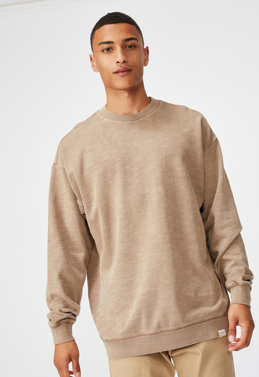 Cotton On - Pigment dyed oversized crew - taupe