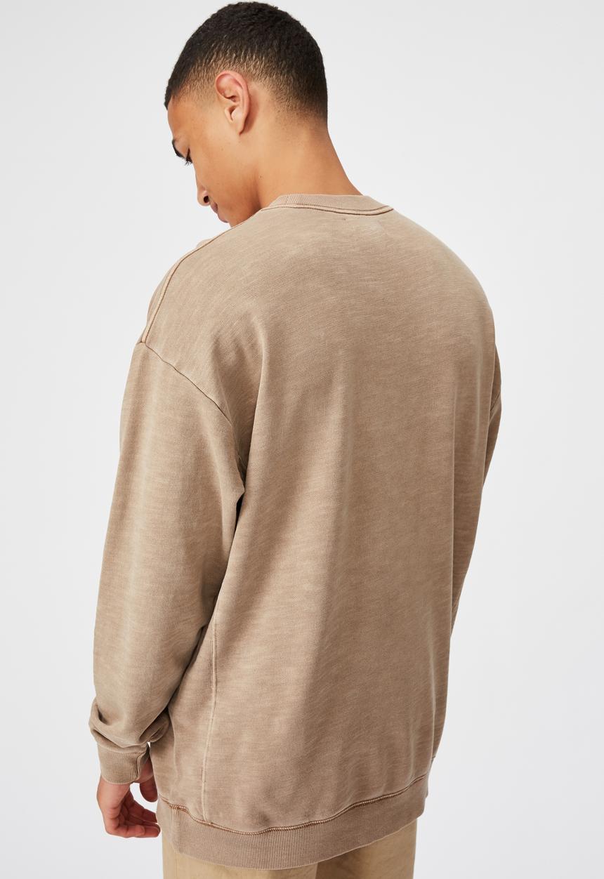 Cotton On - Pigment dyed oversized crew - taupe