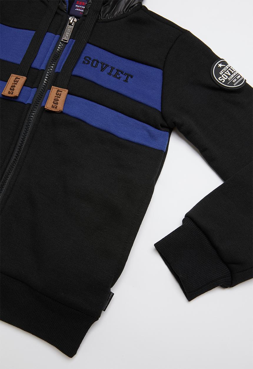 SOVIET - Southfield zip through sweat top - black & blue 