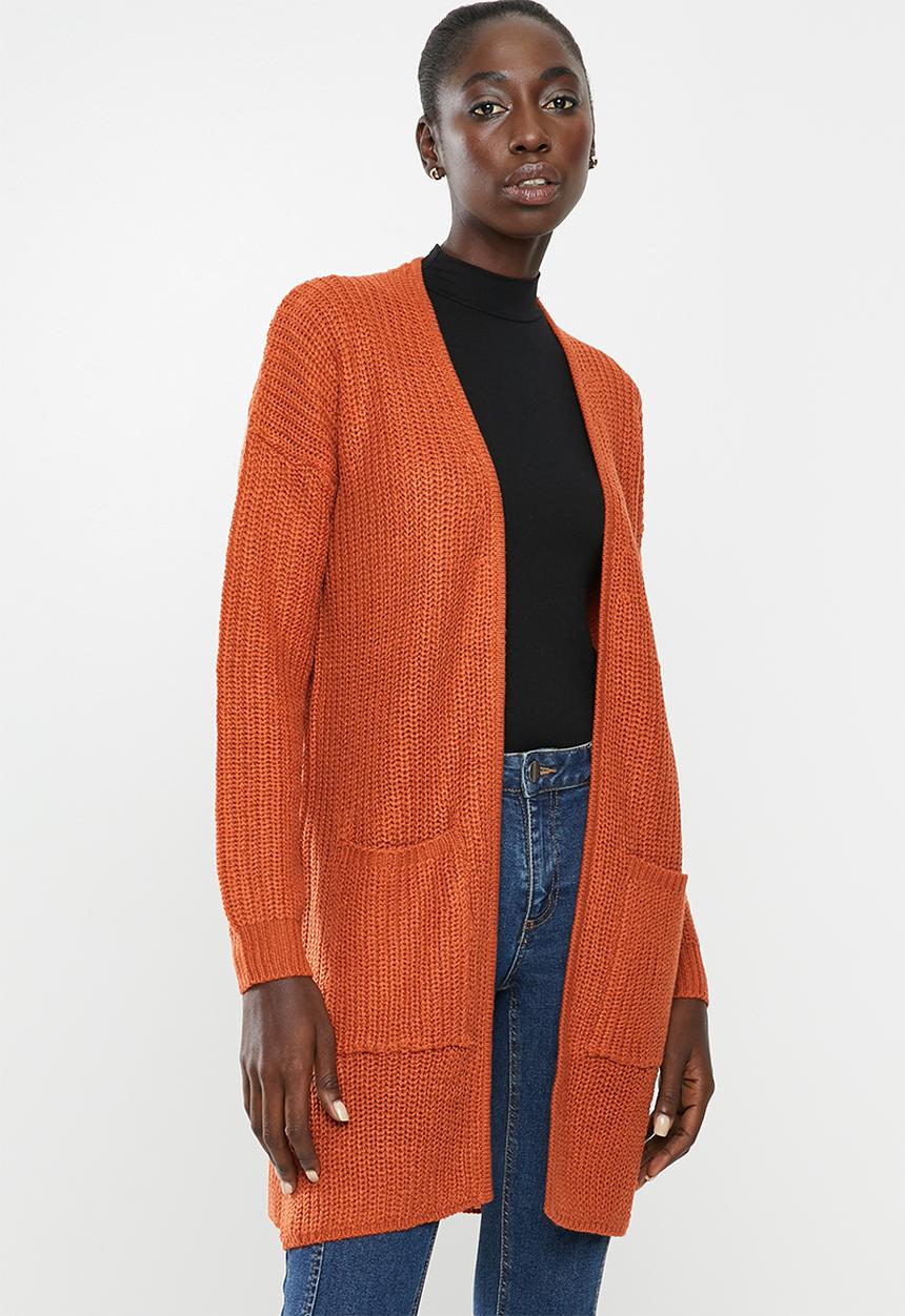 Brave Soul - Long length cardi - orange