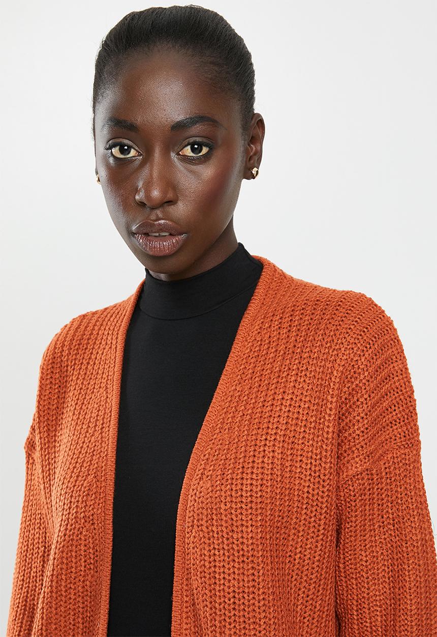 Brave Soul - Long length cardi - orange