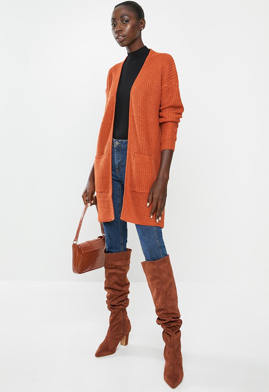 Brave Soul - Long length cardi - orange