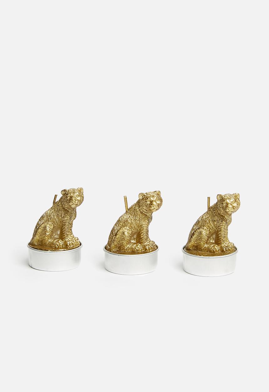 H&S - Tiger tealight set of 3 - gold