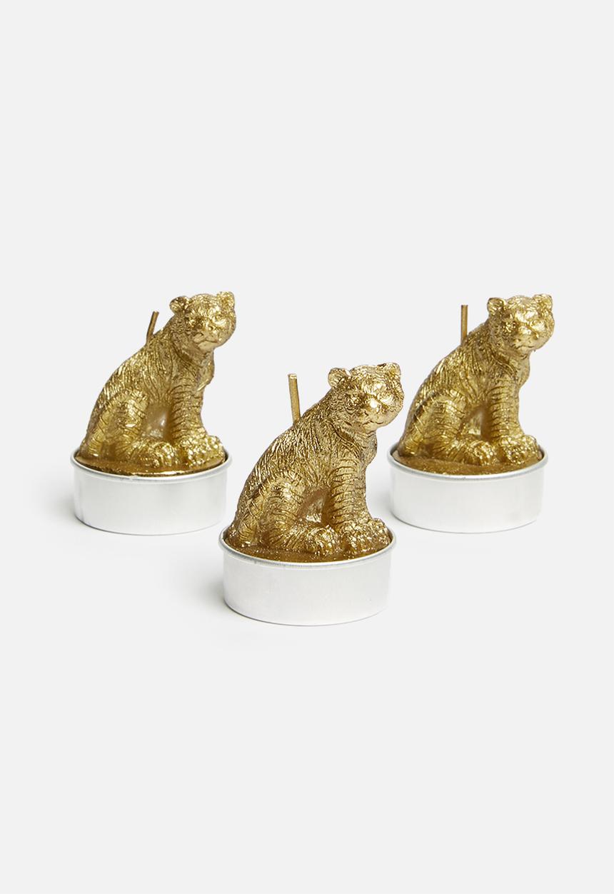 H&S - Tiger tealight set of 3 - gold