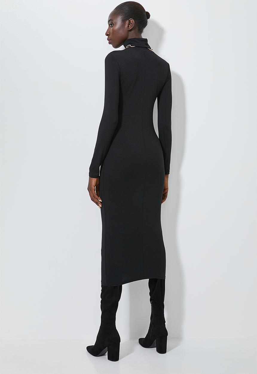 Superbalist - 2 pack polo neck midi dress - rust & black
