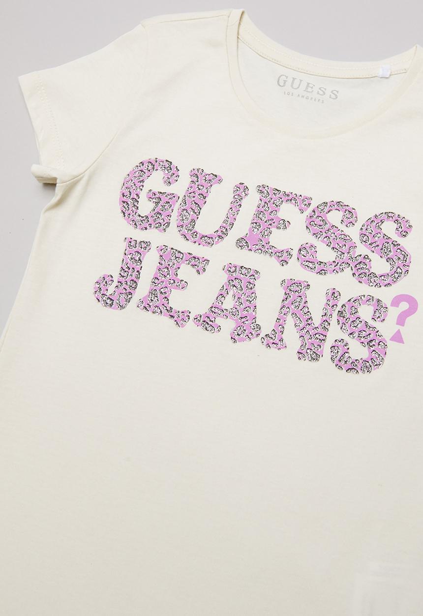 GUESS - Leopard Guess tee - cream 