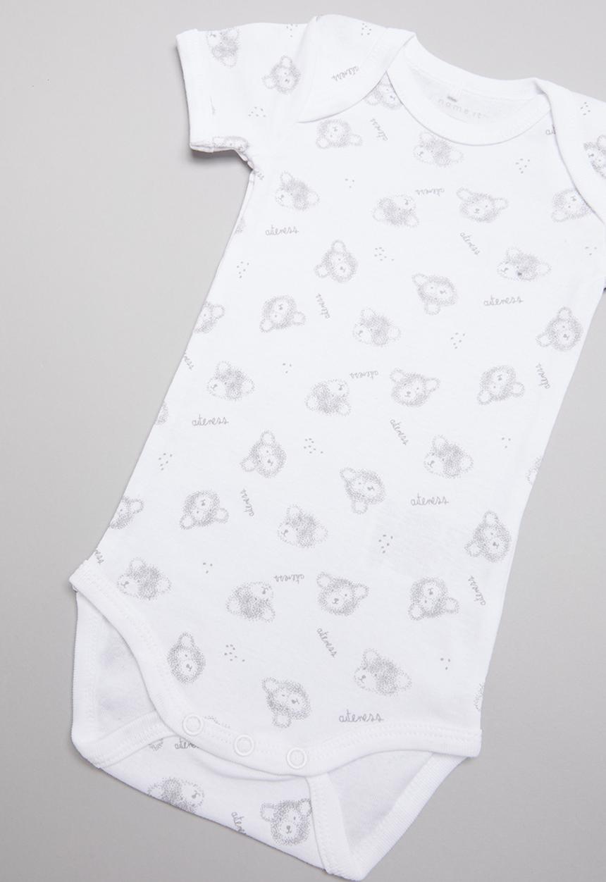 Name It - Body 3 pack short sleeve teddy - white & grey 