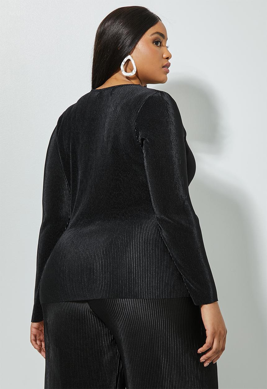Superbalist - Side tie plisse blouse - black