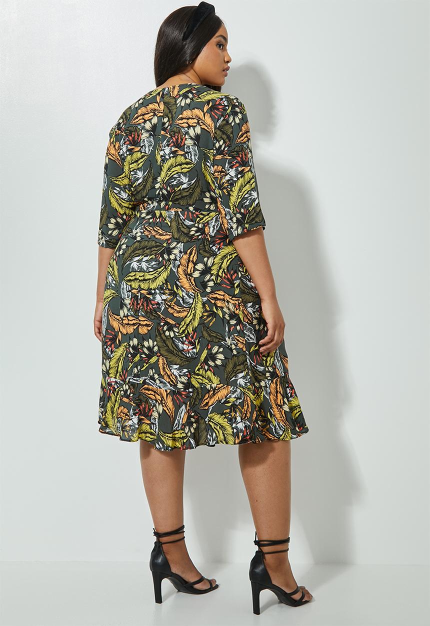 Superbalist - Frill hem wrap dress - multi 