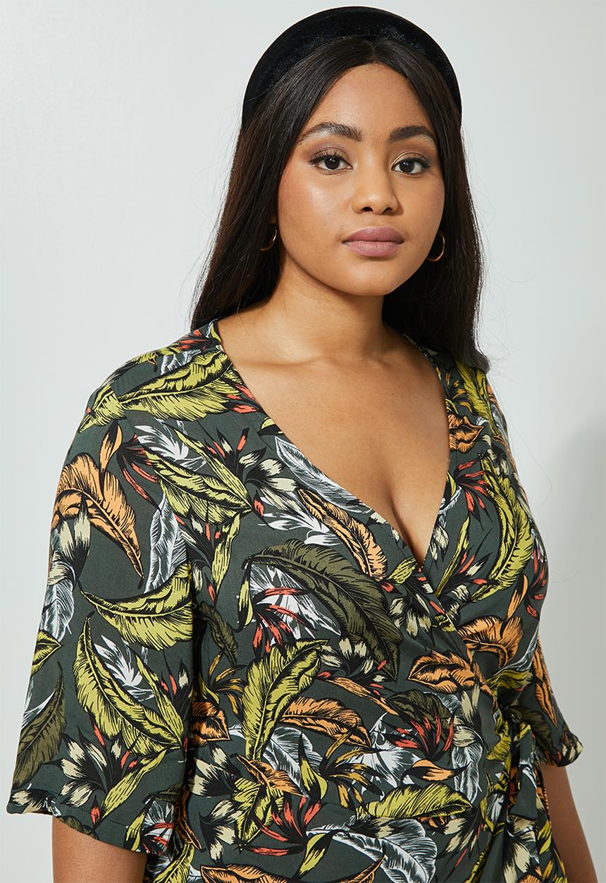 Superbalist - Frill hem wrap dress - multi 