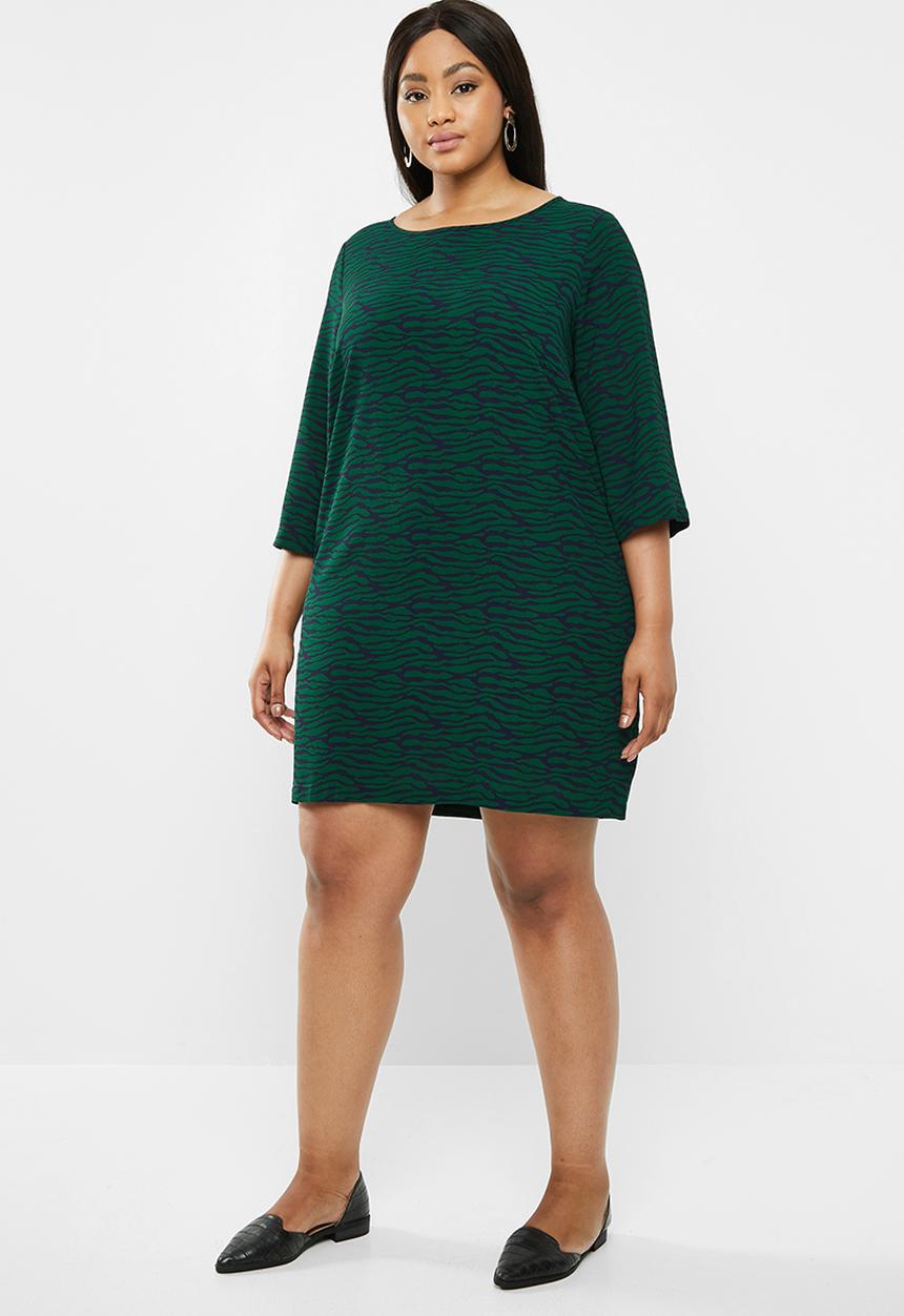 Carmakoma - Luxeve 3/4 short sleeve dress - green & black