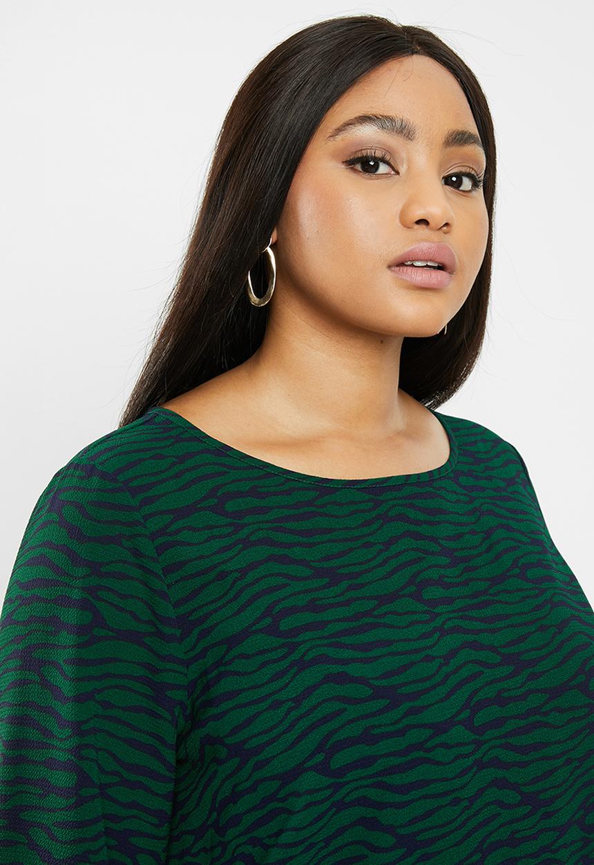 Carmakoma - Luxeve 3/4 short sleeve dress - green & black