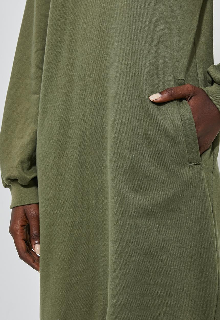 Superbalist - Hooded sweat dress - khaki