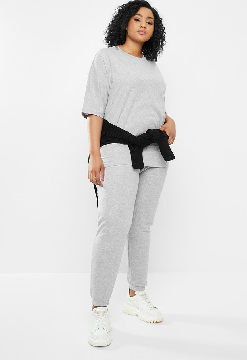 Missguided - Curve T-shirt jogger co-ord set - grey