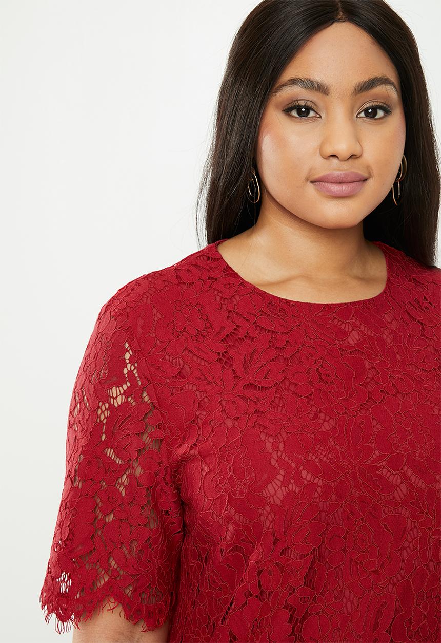 Glamorous - Red lace tunic - red