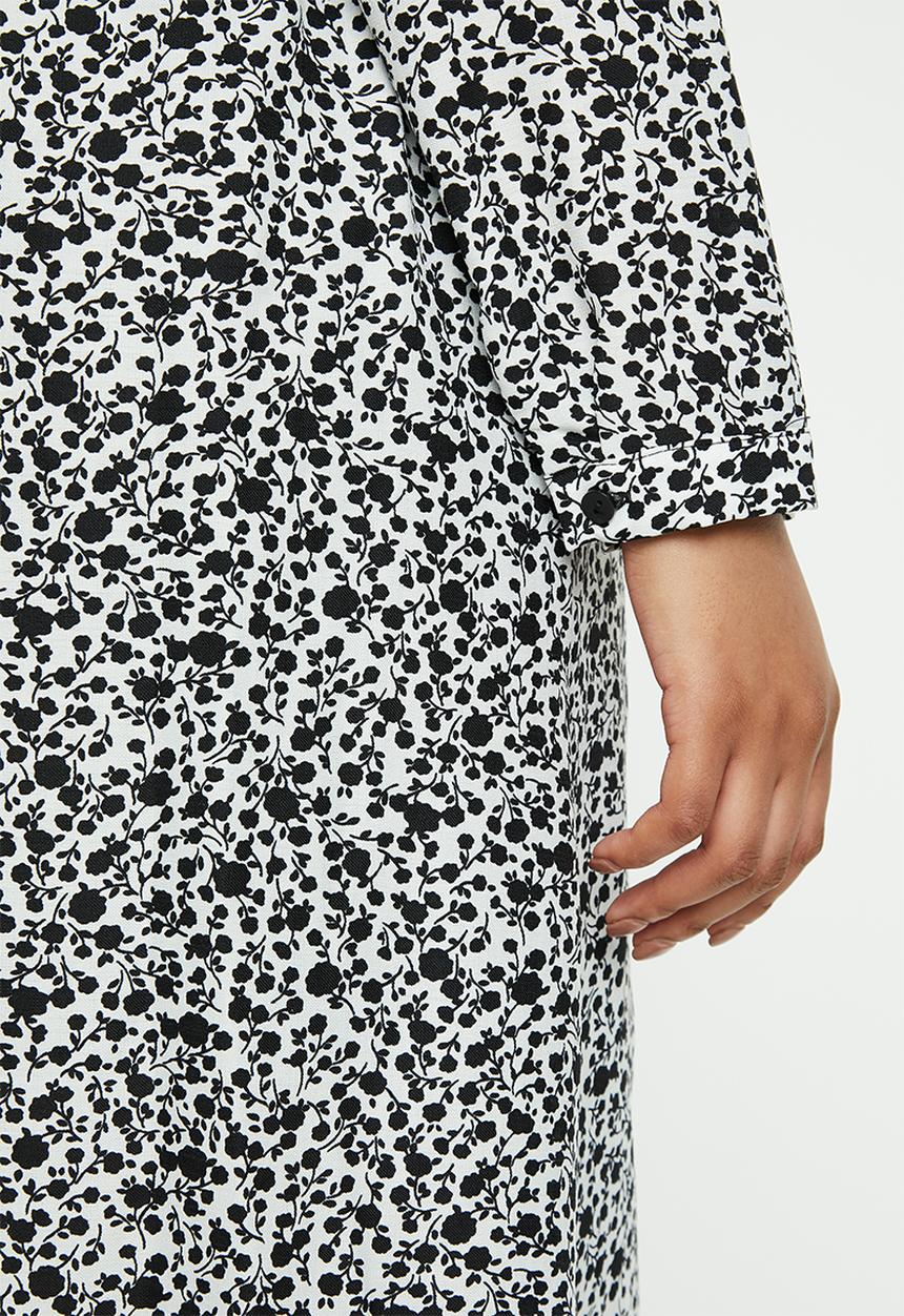 Glamorous - Plus mono ditsy dress - black & white