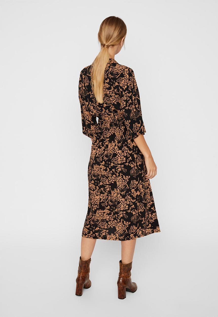 Vero Moda - Prosecca 3/4 calf dress - brown & black 
