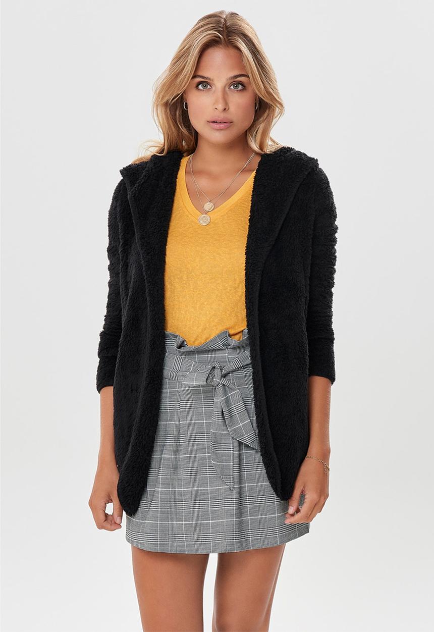 ONLY - New contact hooded sherpa coat - black