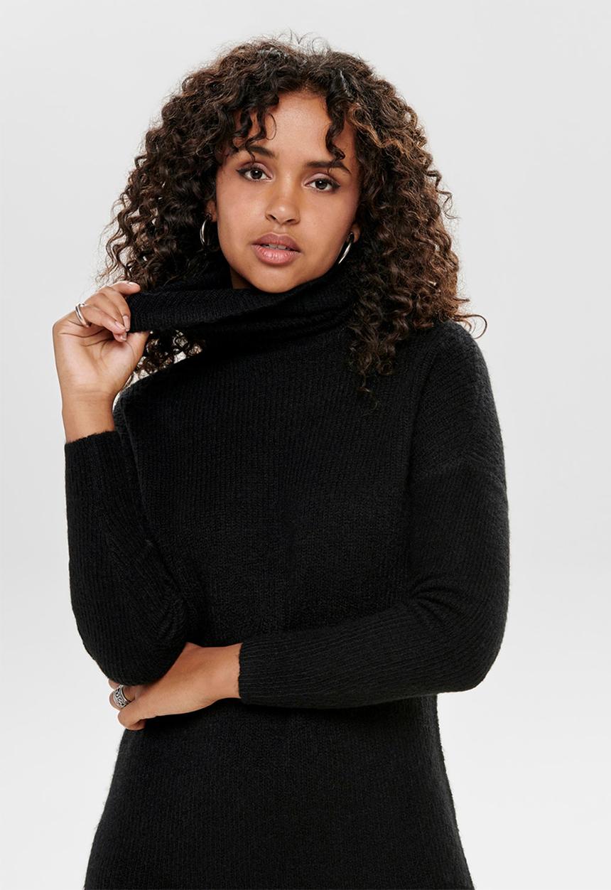 ONLY - Jana cowlneck dress - black