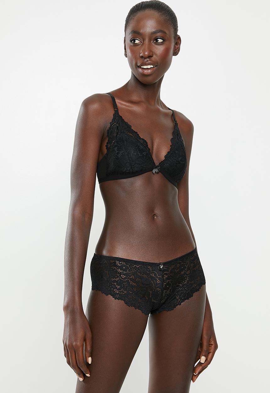 SISSY BOY - Lacey boyleg brief - black