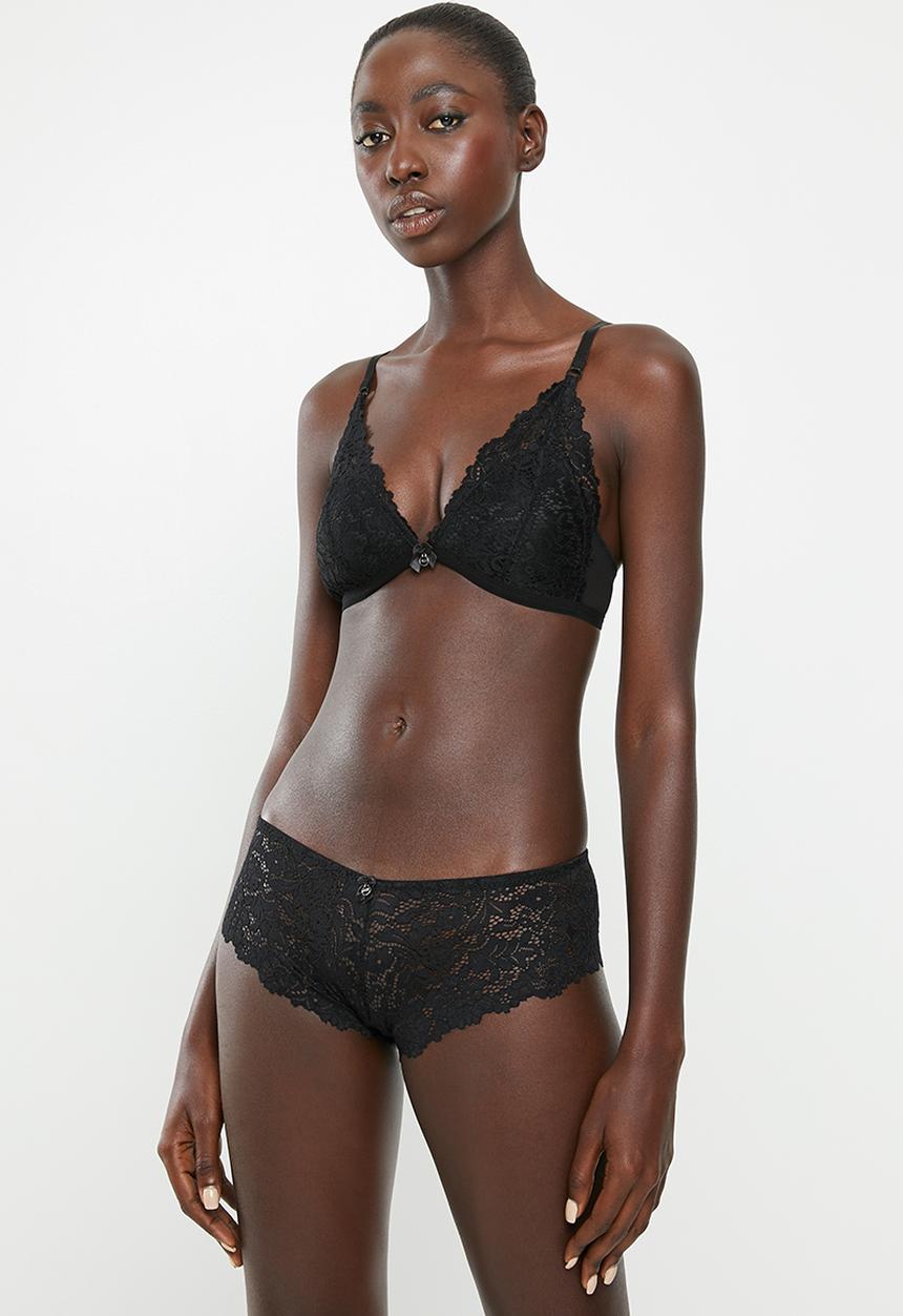 SISSY BOY - Lacey boyleg brief - black