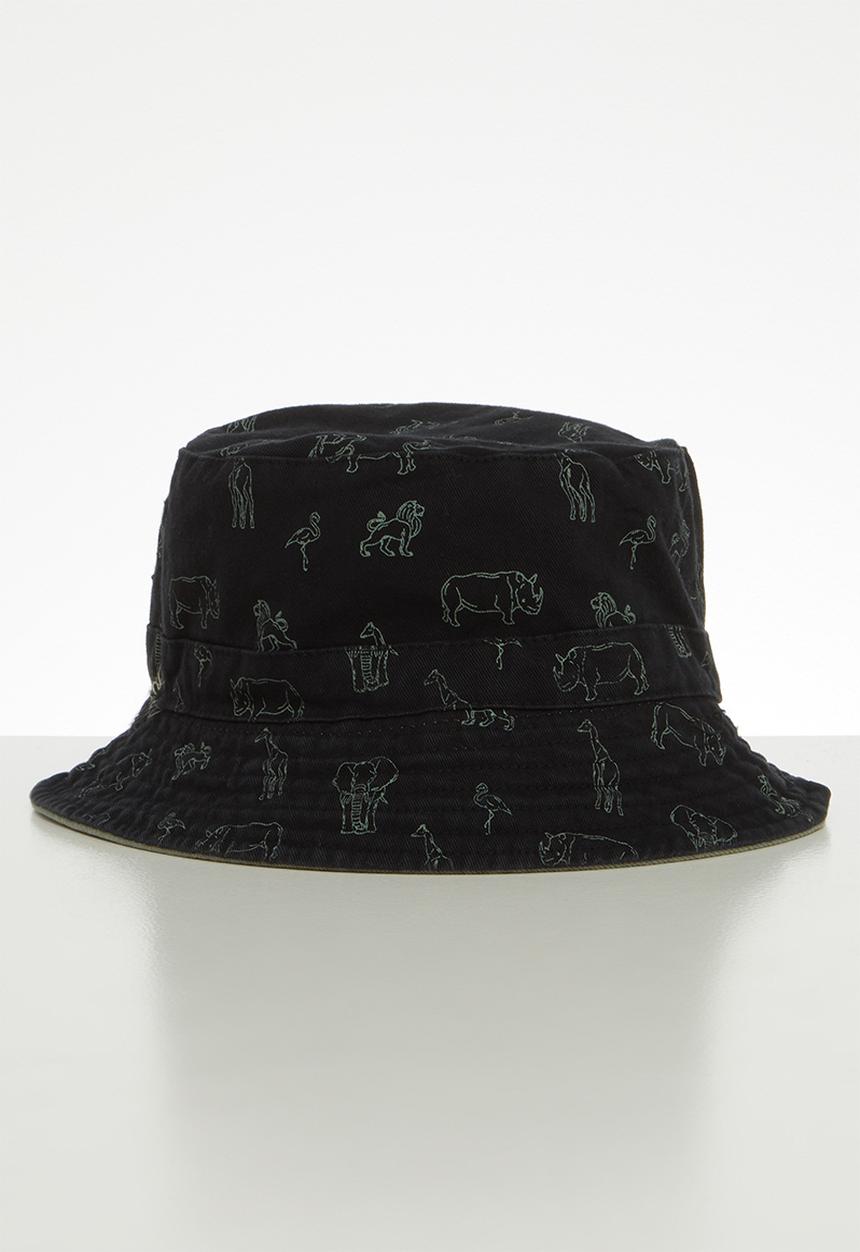 Cotton On - Reversible bucket hat - black & khaki 