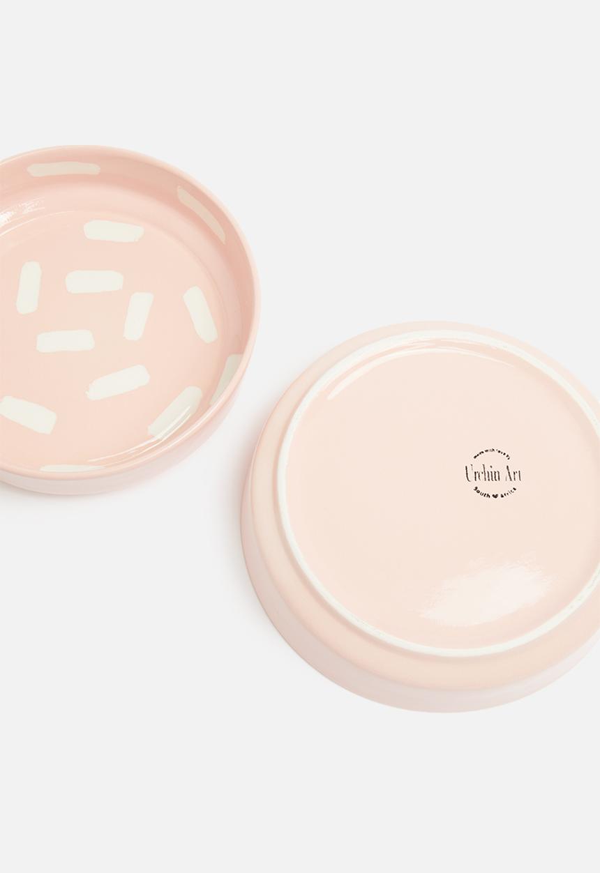 Urchin Art - Dots bowl set of 2 - pink & white 