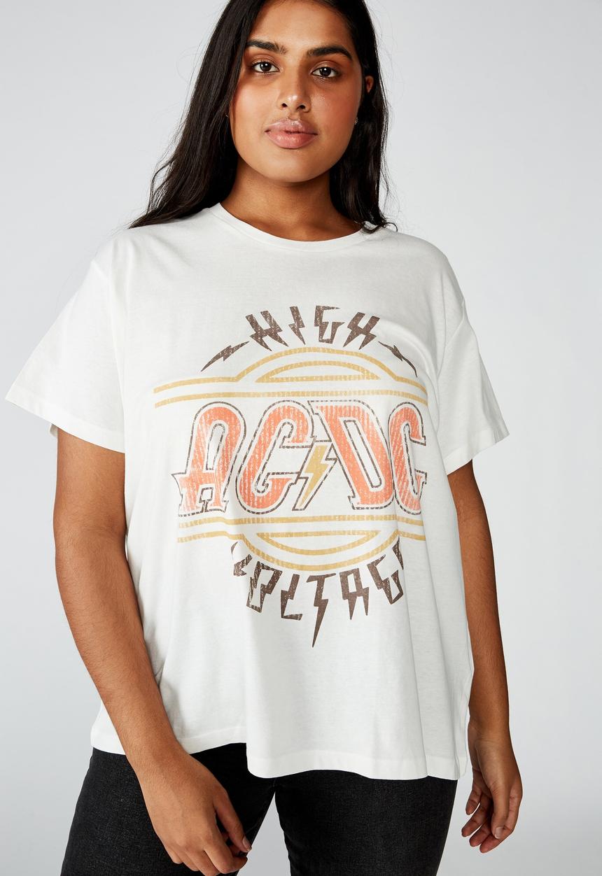 Cotton On - Curve graphic license tee high voltage - white 