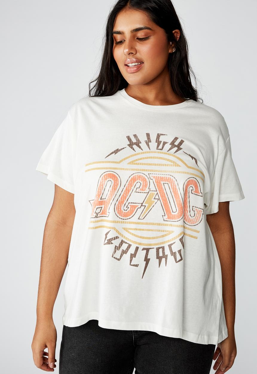 Cotton On - Curve graphic license tee high voltage - white 