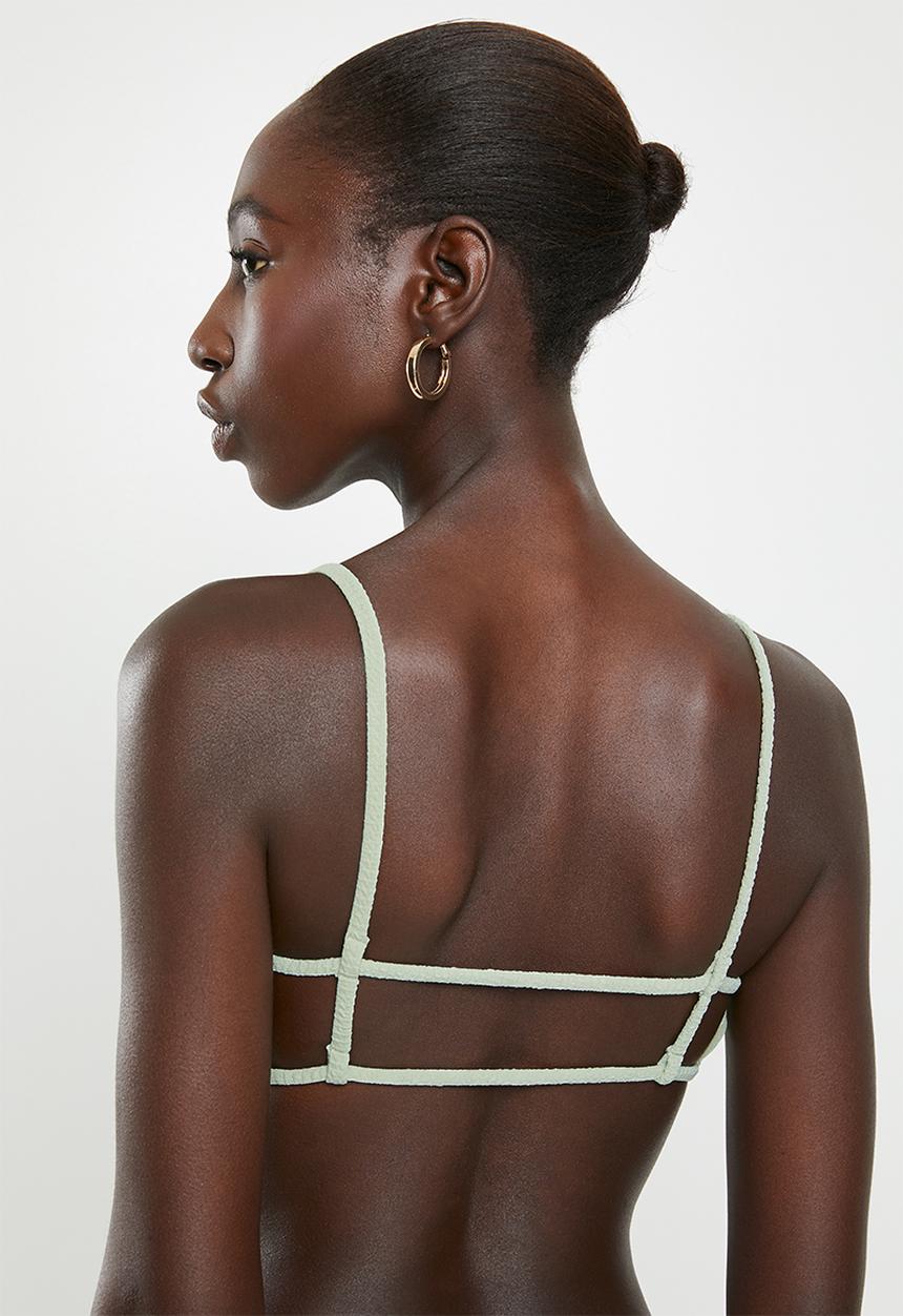 Cotton On - Backless tube bikini top - sage crinkle