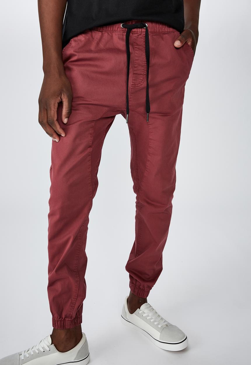 Cotton On - Drake cuffed pant - washed red