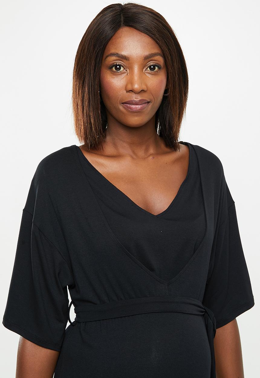 edit Maternity - Maternity Feeding belted knit dress - black