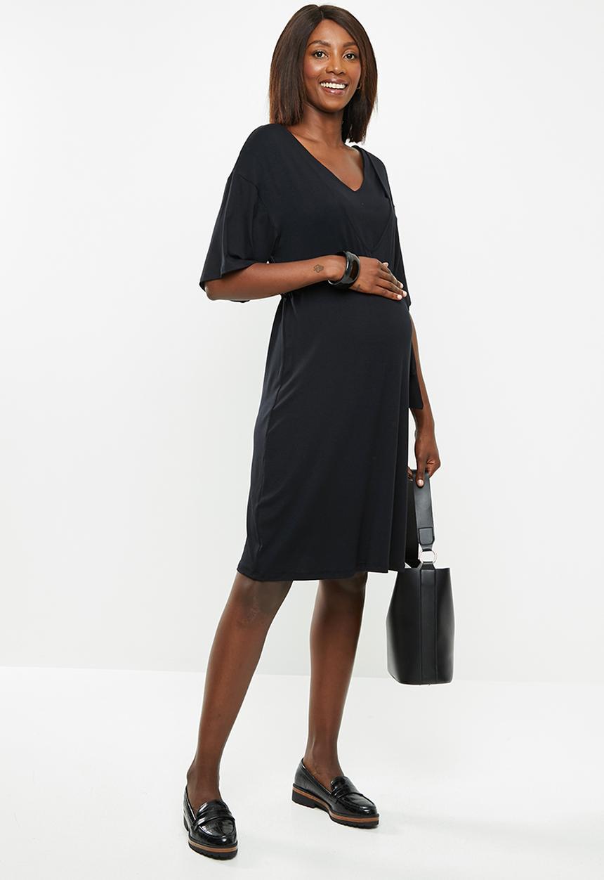 edit Maternity - Maternity Feeding belted knit dress - black