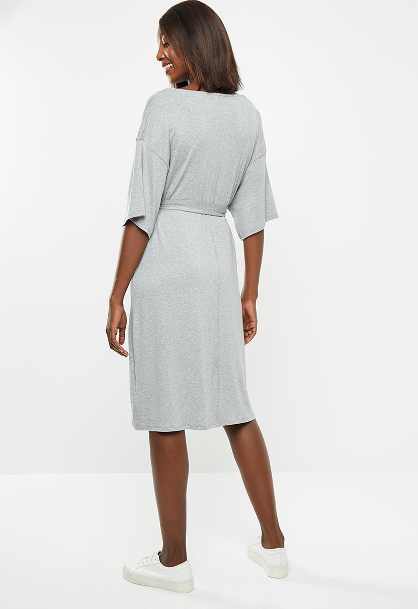 edit Maternity - Feeding belted knit dress - grey