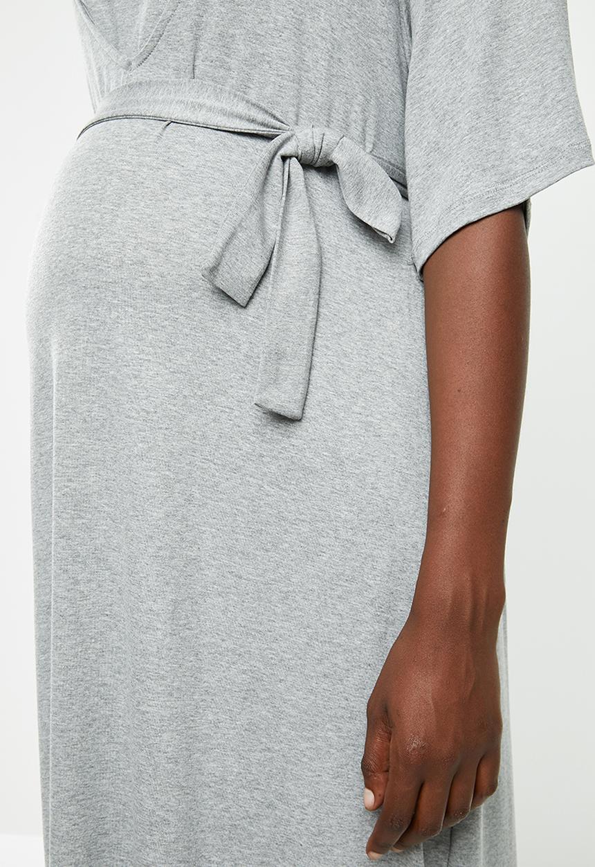 edit Maternity - Feeding belted knit dress - grey