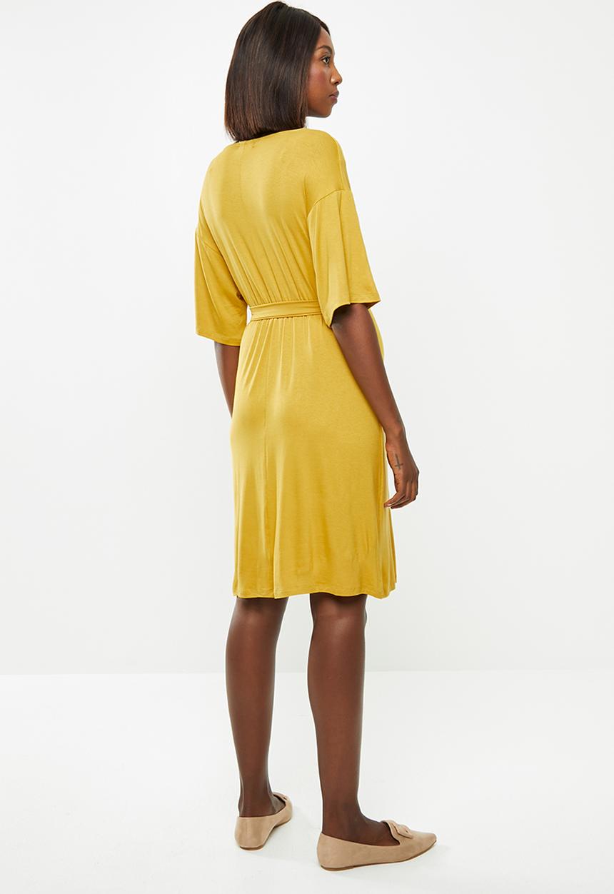 edit Maternity - Maternity Feeding belted knit dress - mustard