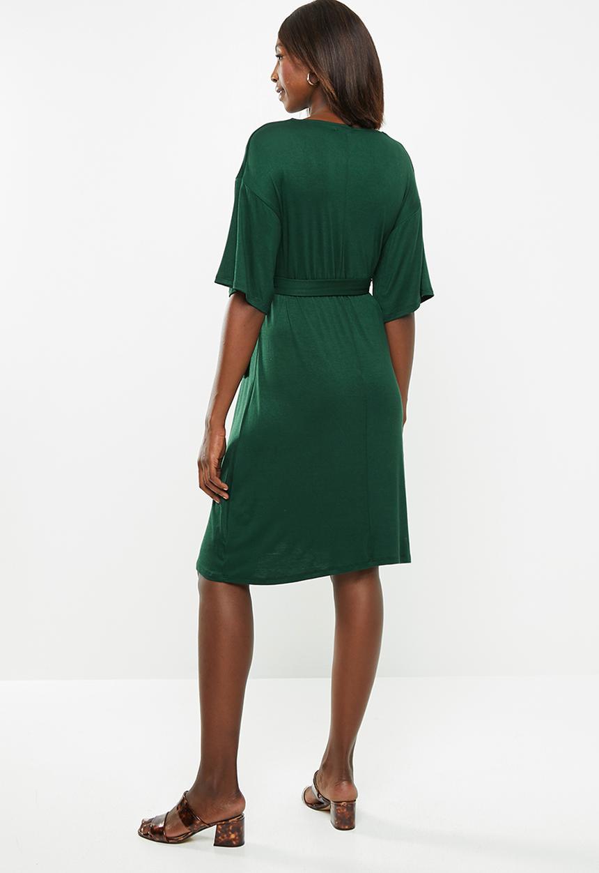 edit Maternity - Maternity Feeding Belted knit dress - bottle green
