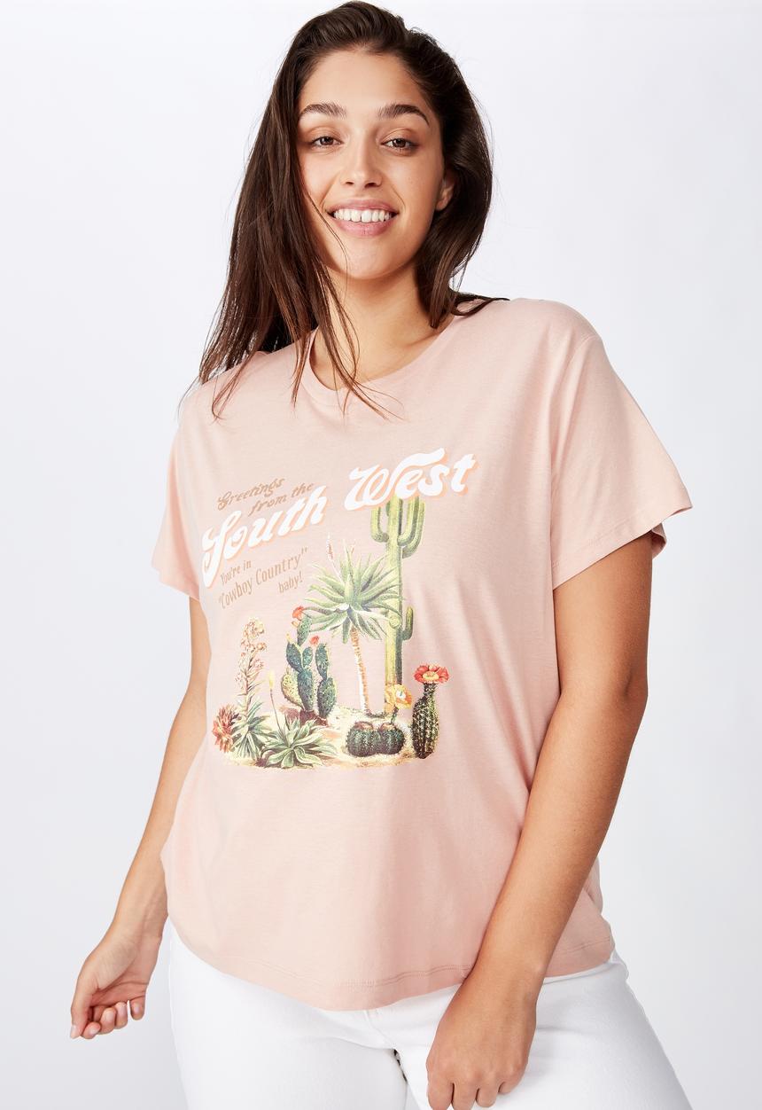 Cotton On - Curve graphic tee south west - pink 
