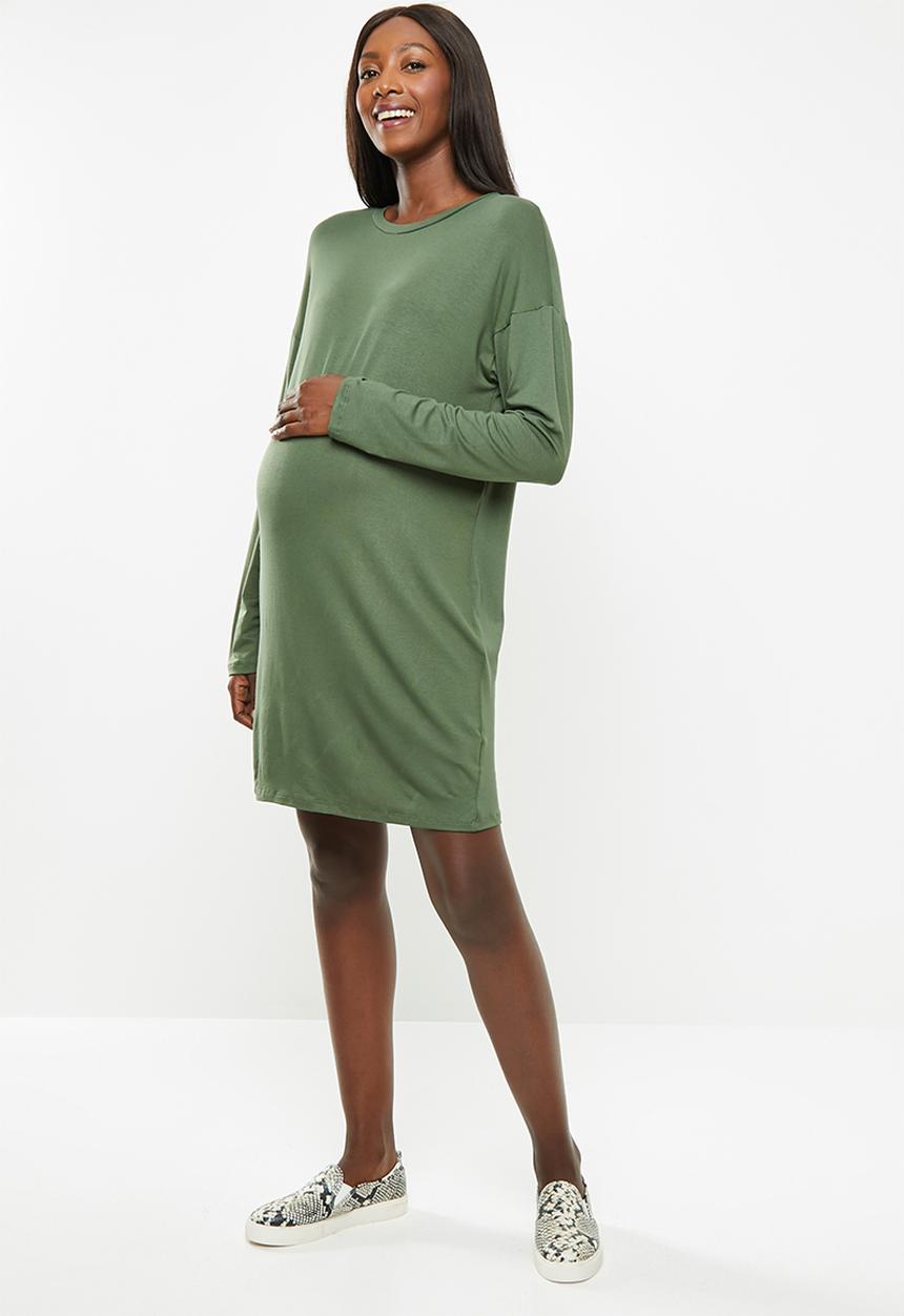 Superbalist - Maternity Long sleeve tee dress - khaki