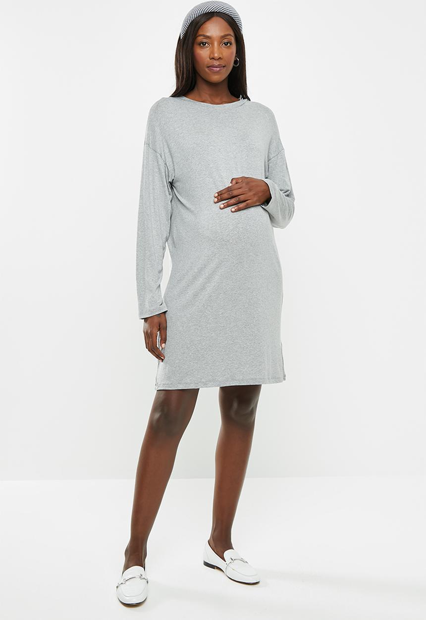 Superbalist - Maternity Long sleeve tee dress - grey melange