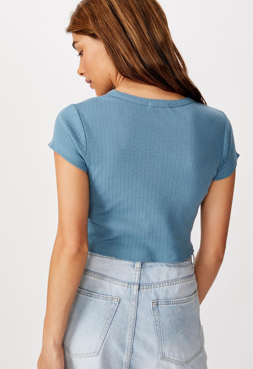 Cotton On - The baby sister pointelle tee - provincial blue