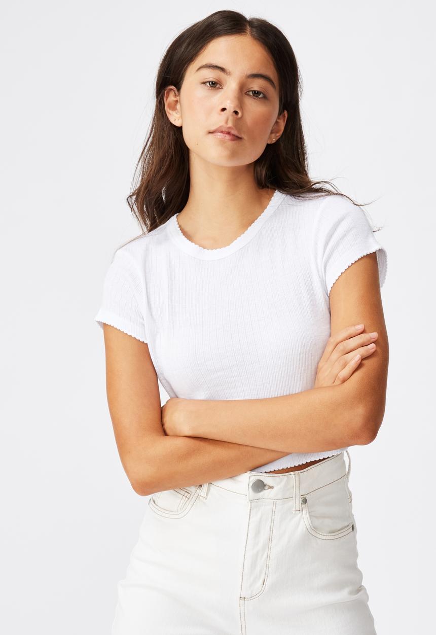 Cotton On - The baby sister pointelle tee - white