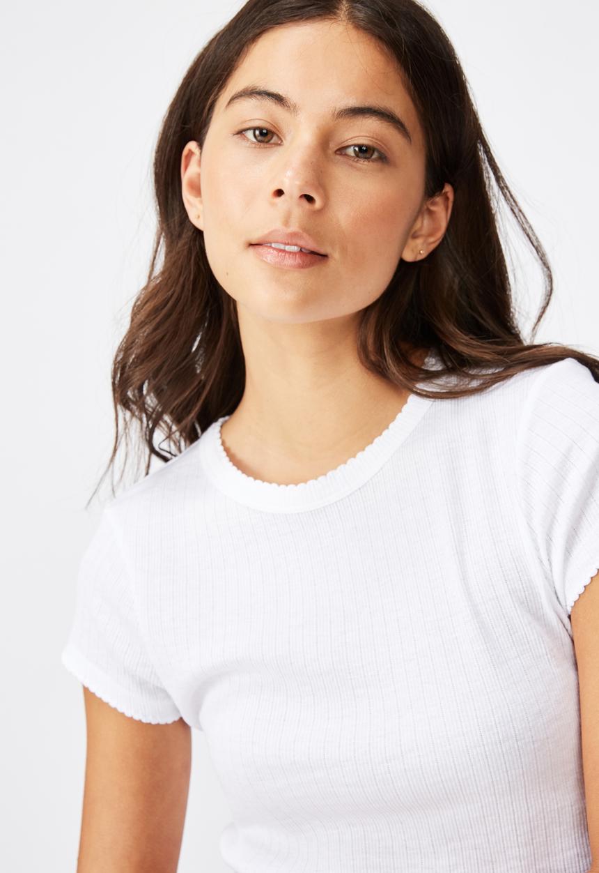 Cotton On - The baby sister pointelle tee - white