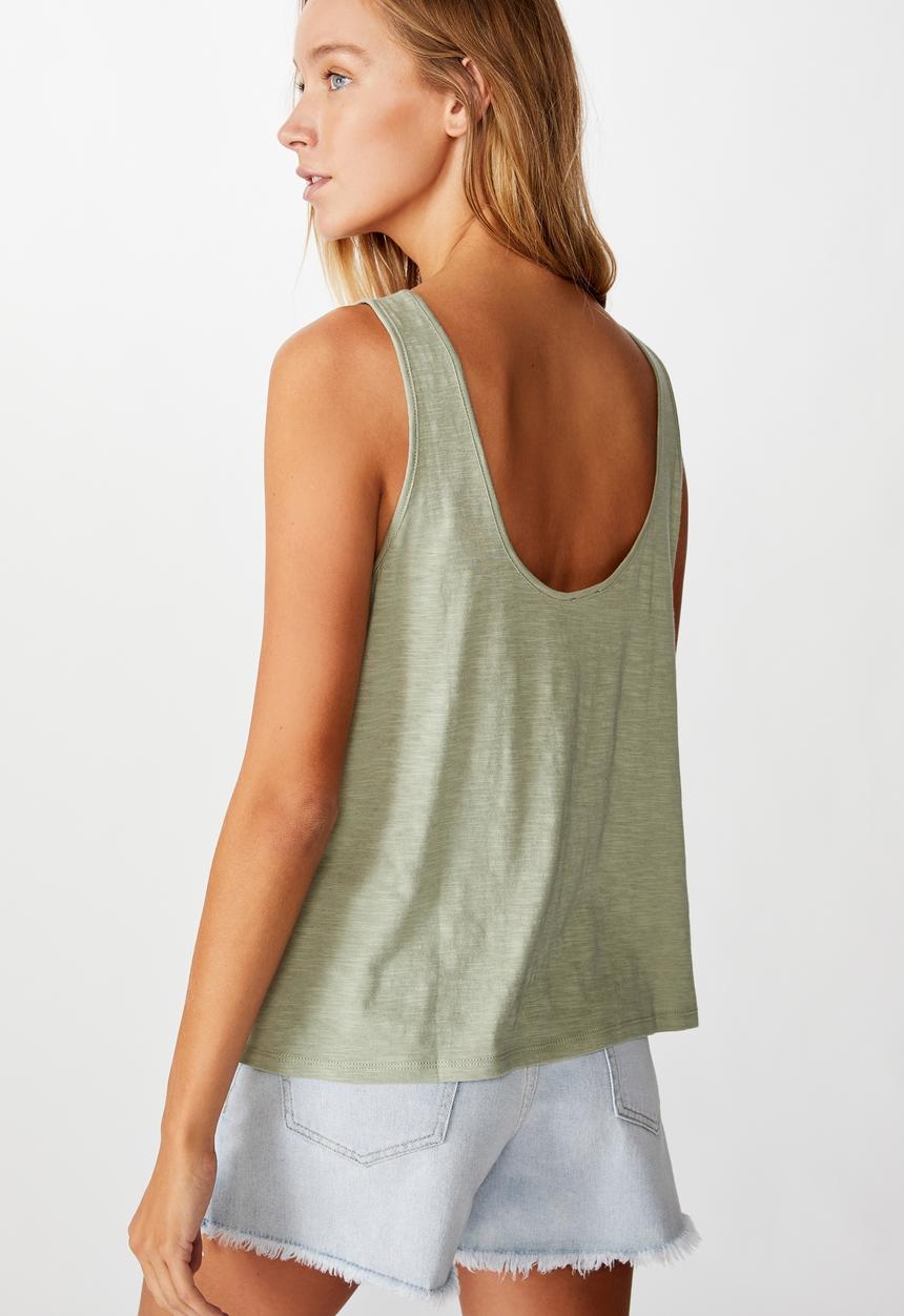 Cotton On - The relaxed scoop tank - tea