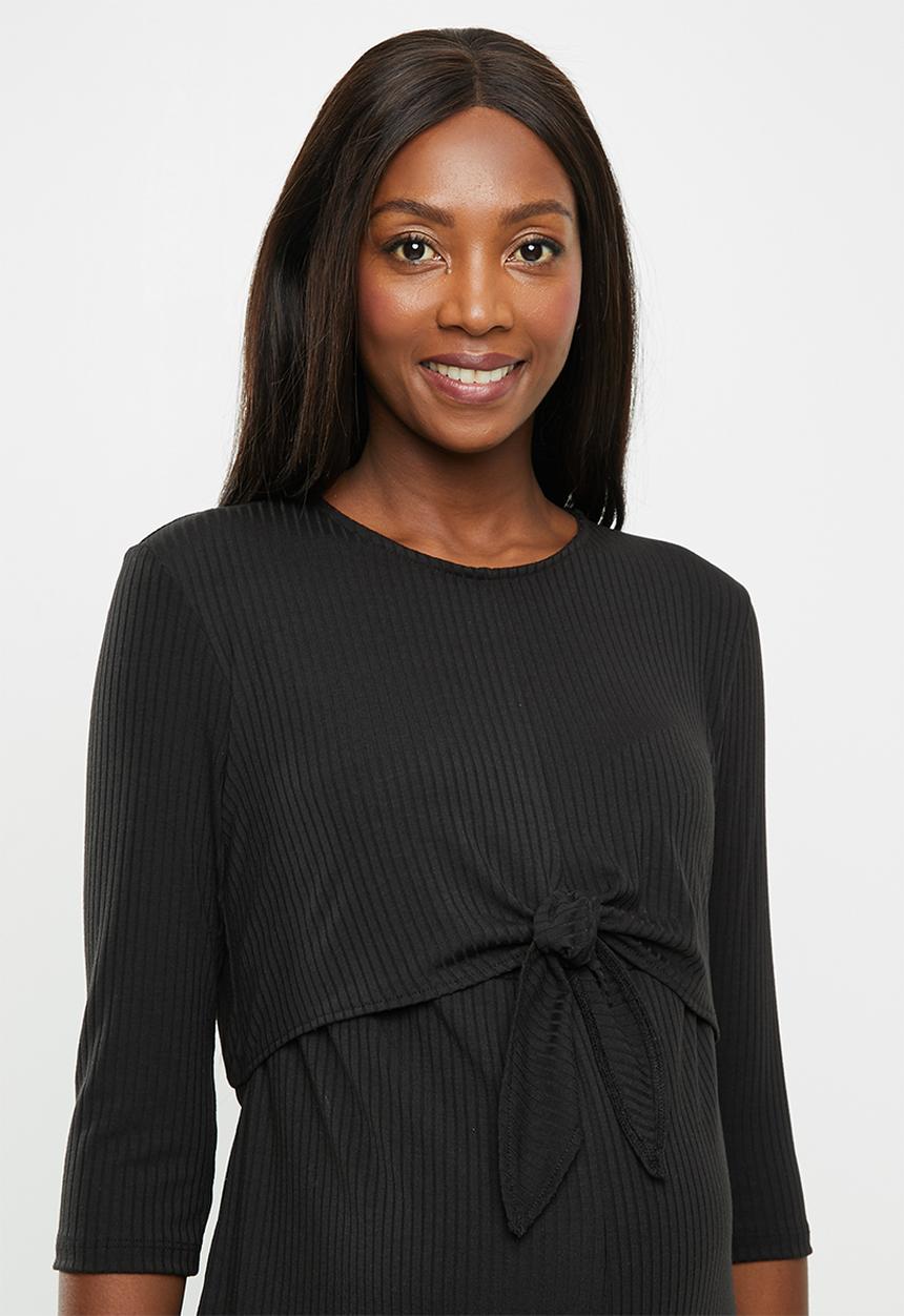 Superbalist - Maternity Tie front jumpsuit - black