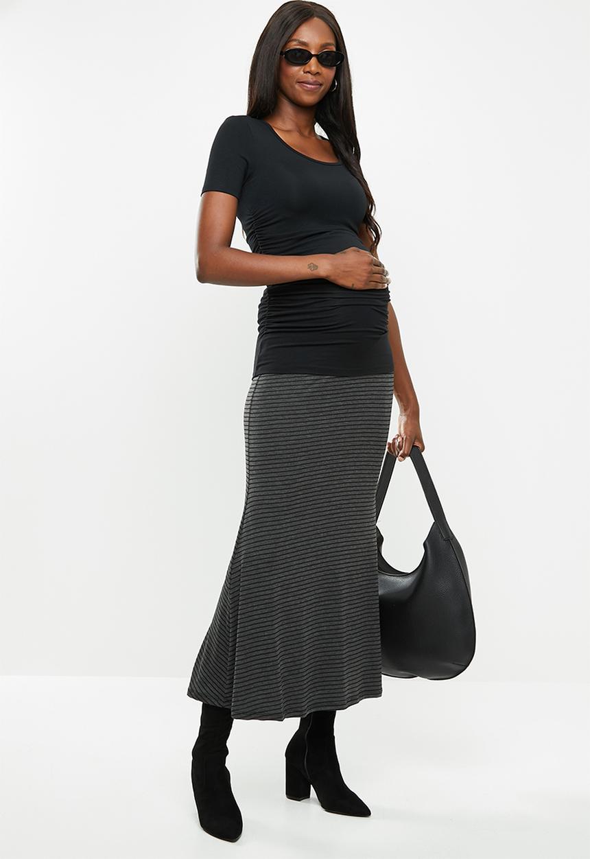 Superbalist - Maternity knit midi skirt - grey & black 
