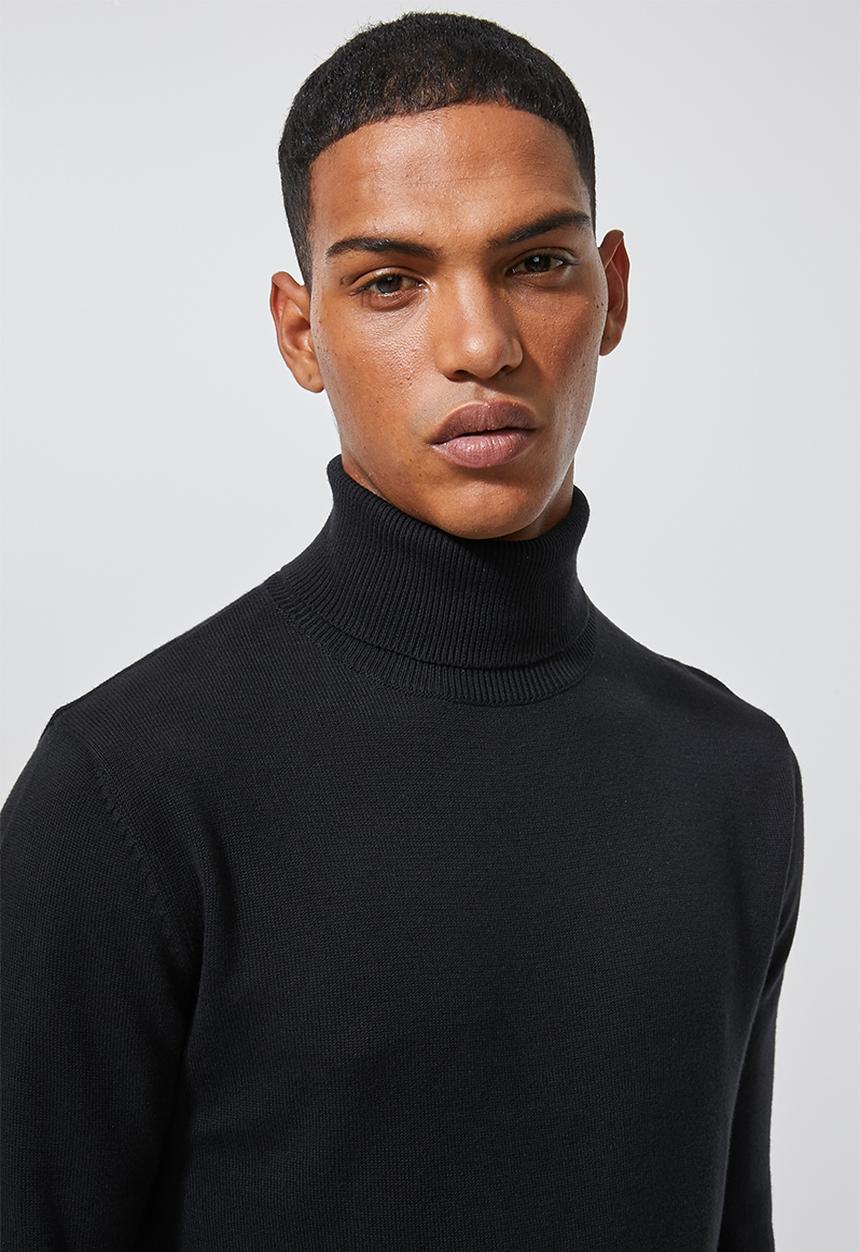 Superbalist - Premium slim fit roll neck knit - black