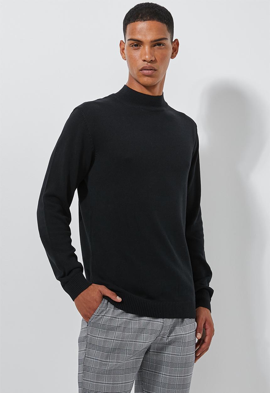 Superbalist - Slim fit high neck knit - black