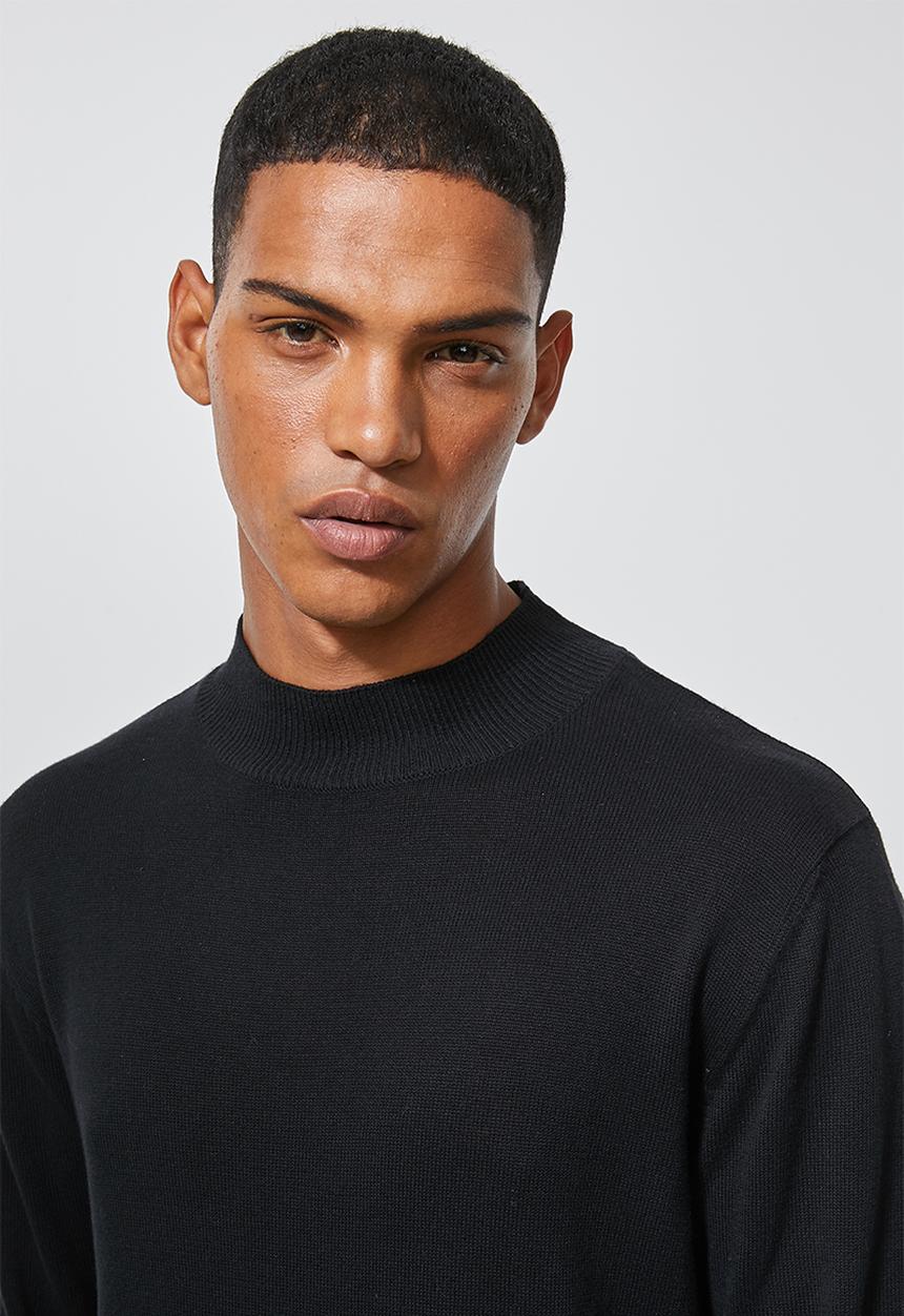 Superbalist - Slim fit high neck knit - black
